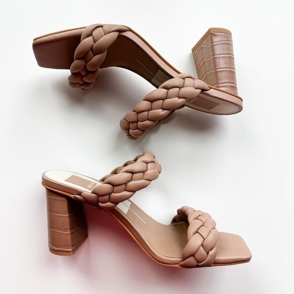 Evereve Dolce Vita Paily Cafe Brown Sandal 6 Block Heel Braided Spring Summer - Picture 6 of 8